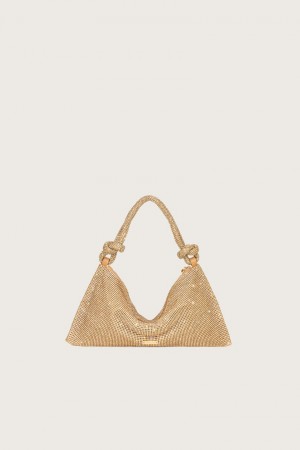 Bolsa de Hombro Cult Gaia Hera Nano Rhinestone Doradas | PYOAM-2715