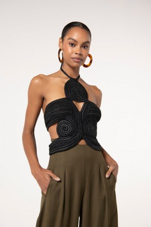 Top Cult Gaia Archer Crochet Negras | UROKQ-6893