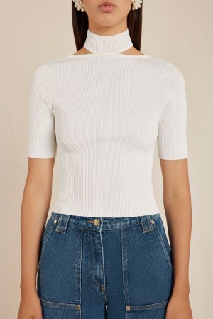 Top Cult Gaia Brianna Knit Blancas | IEWYF-6801