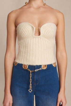 Top Cult Gaia Ellison Knit Blancas | JUYHT-4871