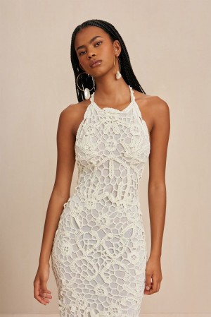 Vestido Cult Gaia Oria Crochet Blancas | ORAUM-4163