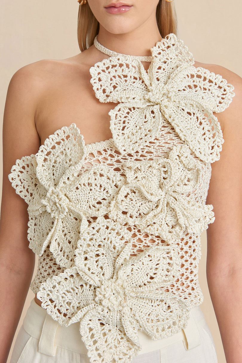 Top Cult Gaia Nazanin Crochet Blancas | PFUQR-6321