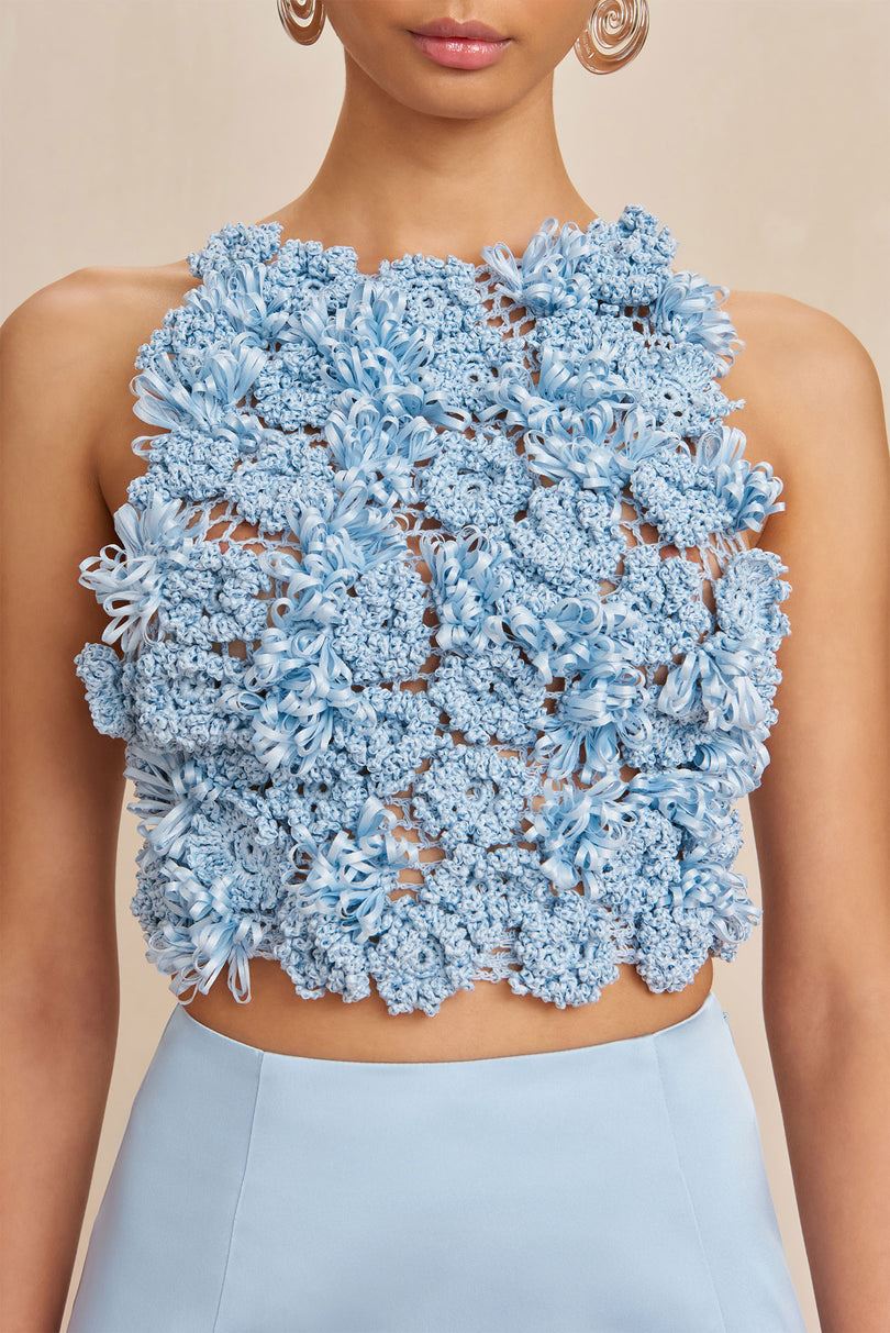 Top Cult Gaia Regina Crochet Azules | ETIAF-0763