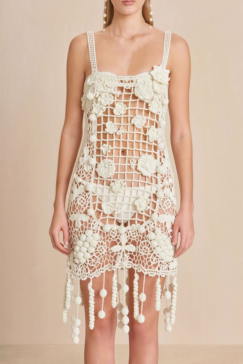 Vestido Cult Gaia Elaina Crochet Blancas | BDIJG-4128