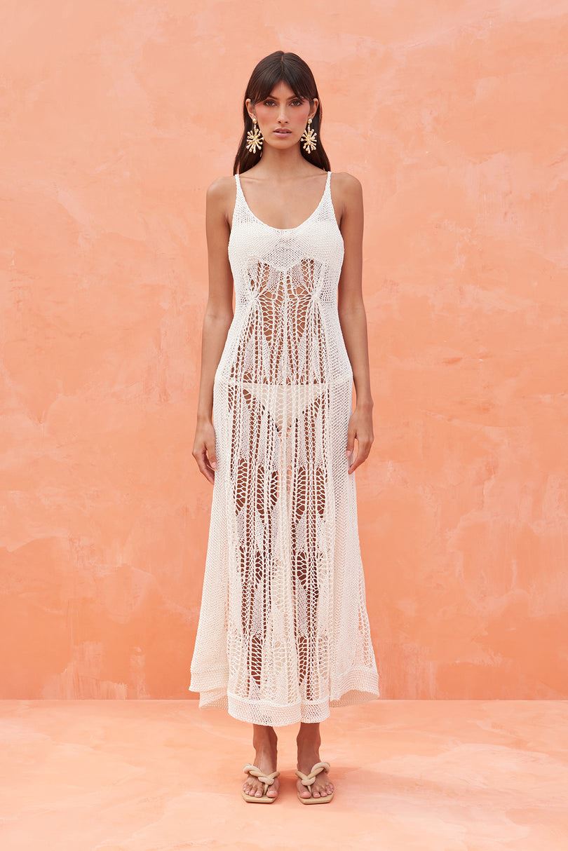 Vestido Cult Gaia Vickie Crochet Coverup Blancas | FYTHM-8354